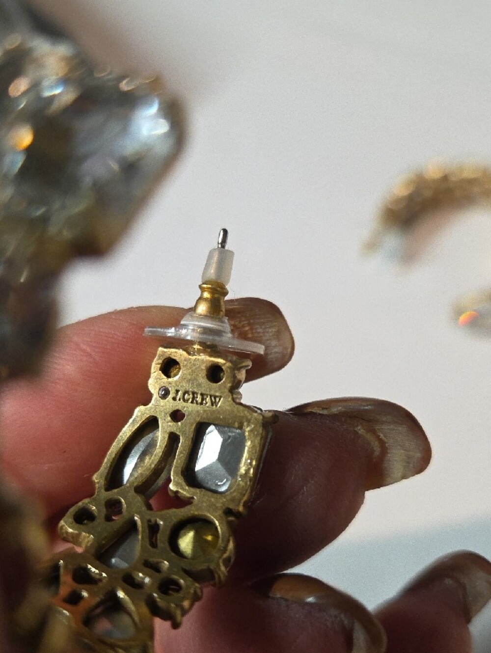 J. Crew Gold-Tone Hoop Earrings with Clear Crystals - Picture 3 of 3